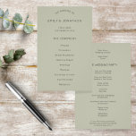 Budget Simple Soft Sage Green Wedding Program<br><div class="desc">Budget Simple Soft Sage Green Wedding Program. Size 5.5” x 8.5” at a budget price, A simple, stylish typographical design with black text on pale sage green for your wedding programs which is fully customisable. The text, which you can easily personalise, is centred on both sides. You can change the...</div>