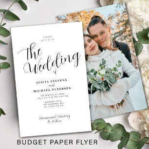 Budget simple stylish photo wedding invitation flyer