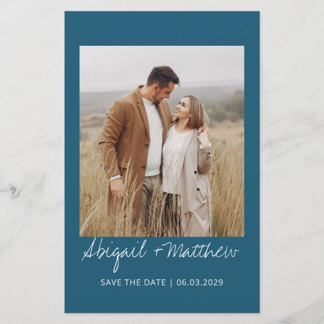 Budget Simple Teal Save The Date Invitation Flyer (Front)