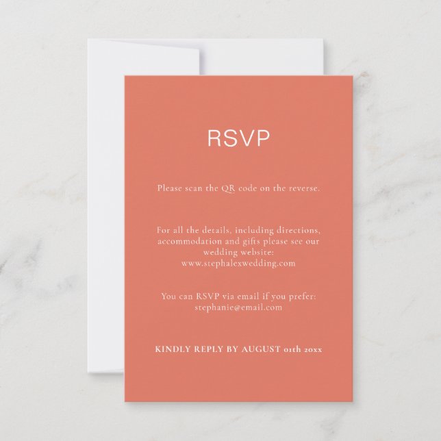 Budget Simple Terracotta QR Code RSVP Card (Front)