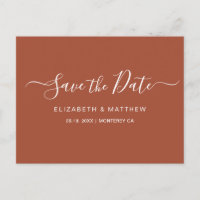 Budget Simple Terracotta Script Save the Date