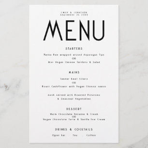 Budget Simple Text Any Colour Wedding Menu