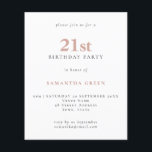 Budget Simple Text Blush 21st Birthday Invitation<br><div class="desc">Budget Simple Text Blush 21st Birthday Invitation. A value for money smaller 4.5 x 5.6 inch alternative defaulted to the semi gloss option which is recommended for invitations and is a similar thickness to a postcard. The satin option is much thinner paper better for enclosures.</div>