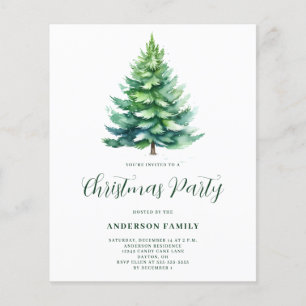 Budget Simple Tree Christmas Party Invitation Flyer