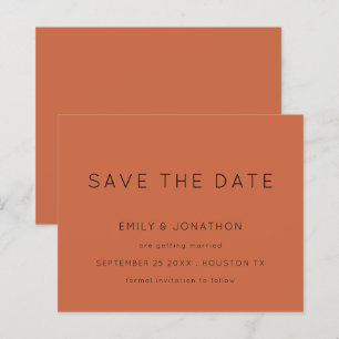 Budget Simple Typography Terracotta Save The Date