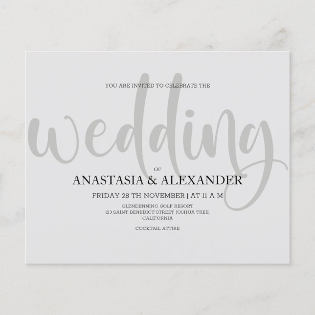 Budget Simple wedding invitation. Flyer (Front)