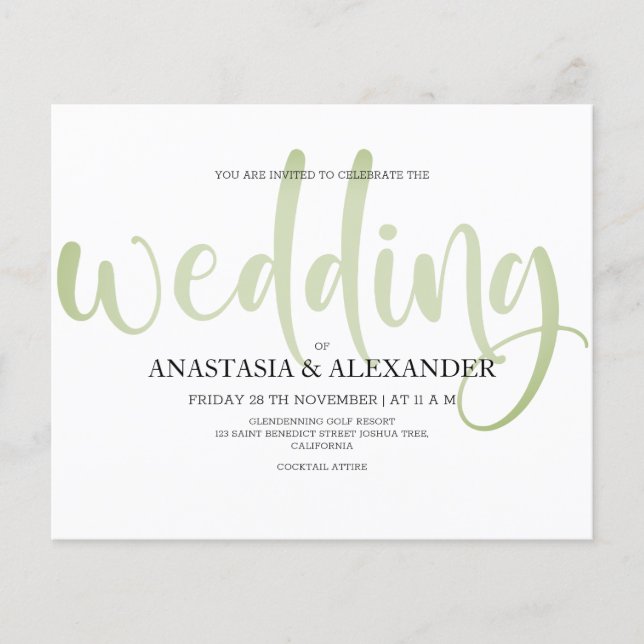Budget Simple wedding invitation. Flyer (Front)