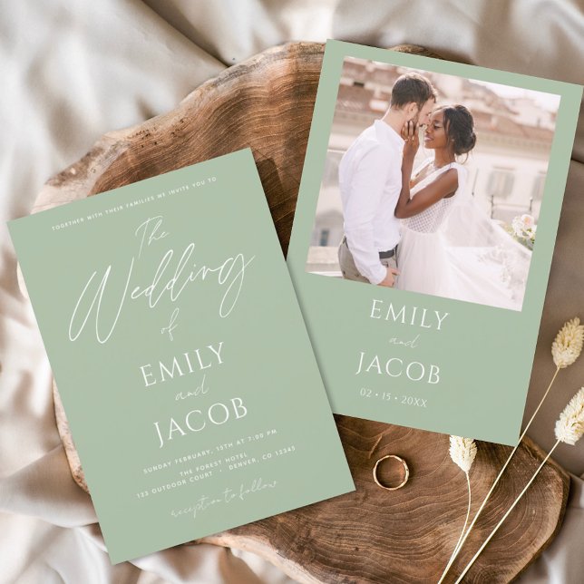 Budget Simple Wedding Photo Sage Green  Flyer (Creator Uploaded)