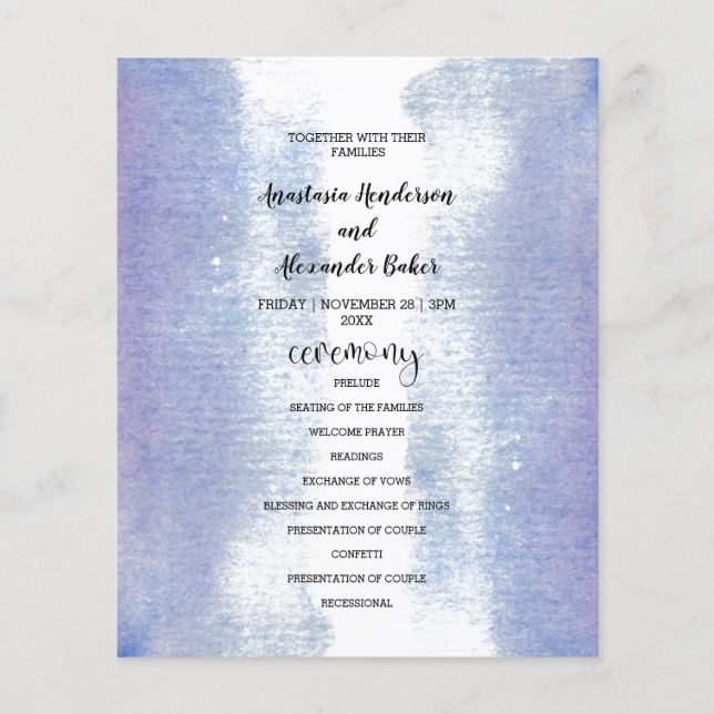Budget Simple Wedding Program card. (Front)