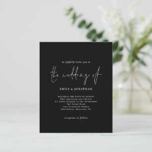 Budget Simple White Black Wedding Invitation