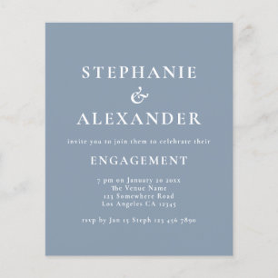 Budget Simply Text Dusty Blue Engagement Party
