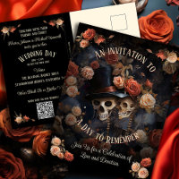 Budget Skeletons RSVP Gothic Wedding Invitation