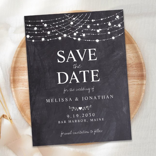 Budget Slate String Lights Wedding Save The Date (Creator Uploaded)
