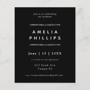 Budget Sliver Glitter Trendy Graduation Invite