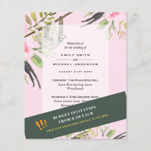 BUDGET SLOTH Wedding INVITES  Flyer