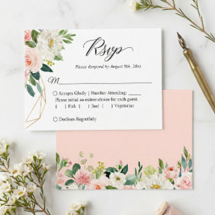 Budget Small Wedding RSVP Blush Pink Flowers Card