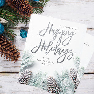 Budget Snow Pine & Leaf Happy Holidays