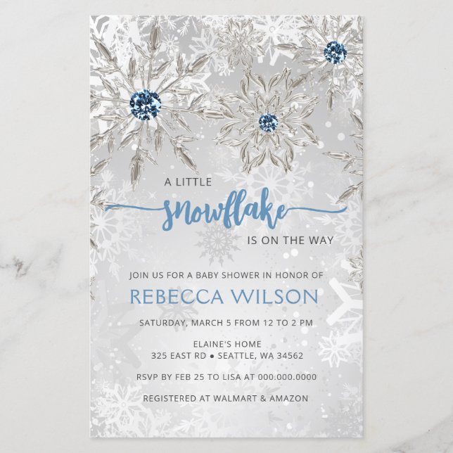 Budget Snowflake is On the Way Boy Baby Shower (Front)