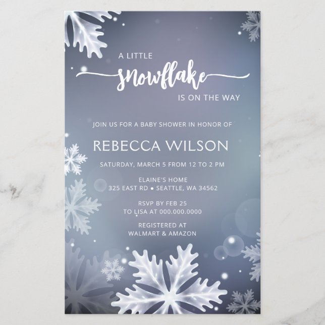 Budget Snowflake is On the Way Boy Baby Shower (Front)