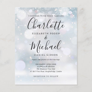 Budget Snowflakes Winter Wedding Invitation