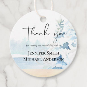 BUDGET Snowy Mountains Winter Lake Trees Favour Tags