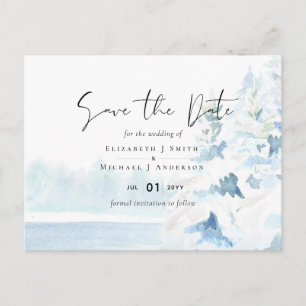 BUDGET Snowy Mountains Winter Lake Trees Postcard