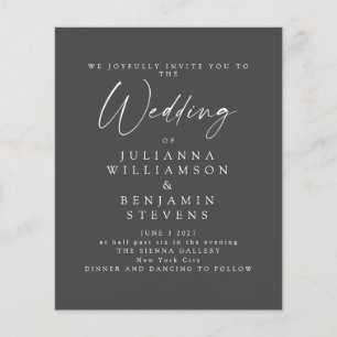 Budget Soft Black Minimalist Script Wedding Invite