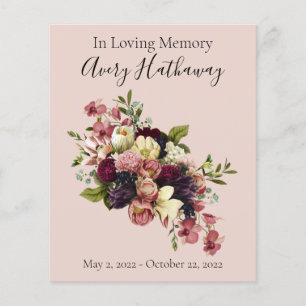 BUDGET Soft Florals Funeral Memorial Programme