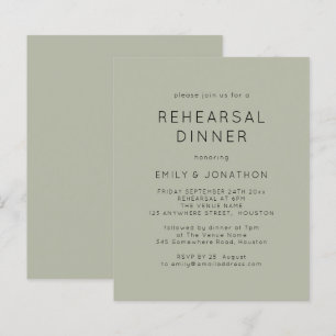 Budget Soft Sage Rehearsal Dinner Wedding Invite
