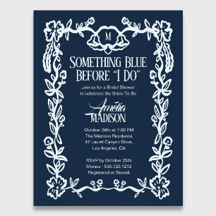 Budget Something Blue Vintage Floral Bridal Shower Invitation Postcard