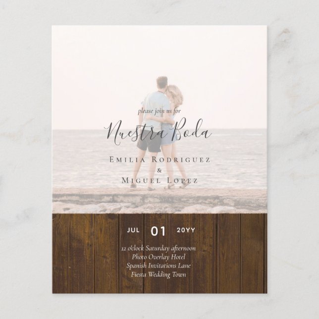 Budget SPANISH PHOTO BODA Engagement Save Date Inv Flyer (Front)