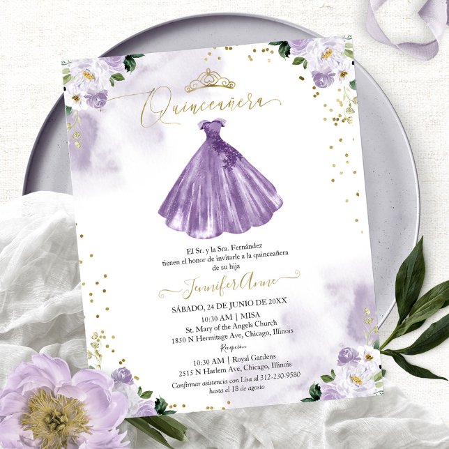 Budget Spanish Quinceanera Invitation Floral (Creator Uploaded)