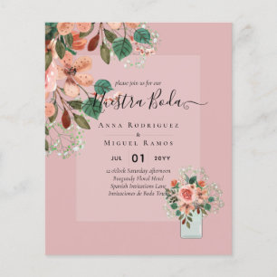 budget Spanish Wedding Invitacions Burgundy Floral Flyer