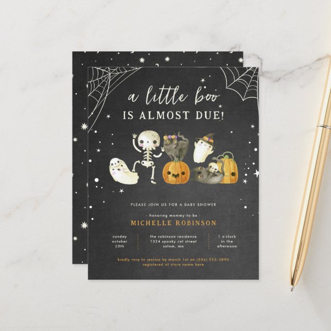 Budget Spooky A Little Boo Halloween Baby Shower (Front/Back In Situ)