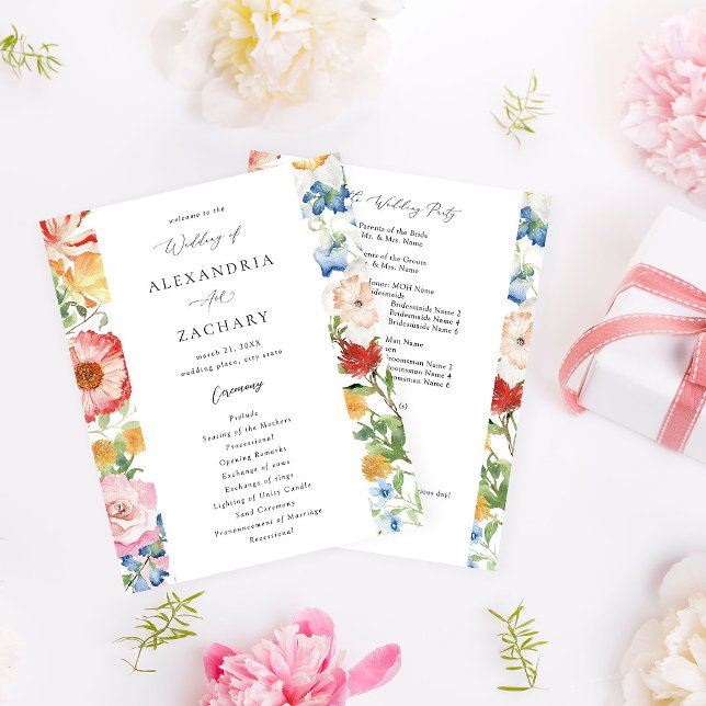 Budget Spring MultiFloral Wedding Ceremony Program (Creator Uploaded)