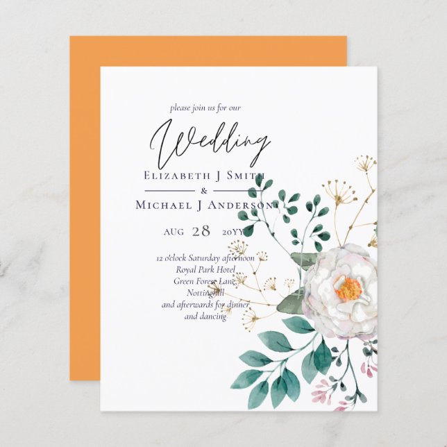BUDGET Spring Wildflowers Barn Garden Wedding (Front/Back)