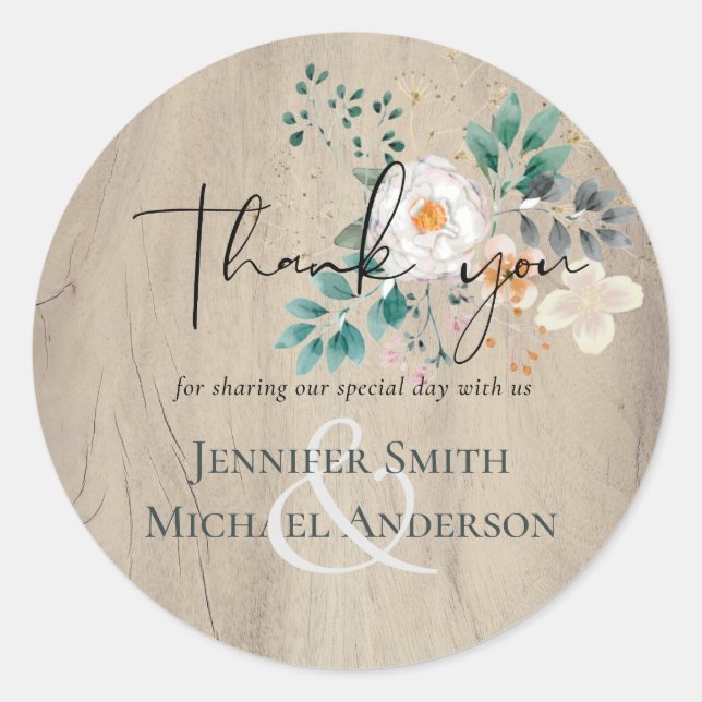 BUDGET Spring Wildflowers Barn Garden Wedding Classic Round Sticker (Front)