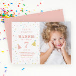 Budget Sprinkles Kids Photo Birthday Party Invitation<br><div class="desc">A whimsical kids photo birthday party invitation featuring rainbow sprinkles,  large name and personalized age and party hats.</div>