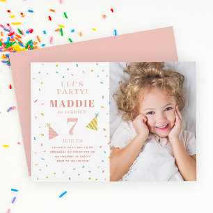 Budget Sprinkles Kids Photo Birthday Party Invitation