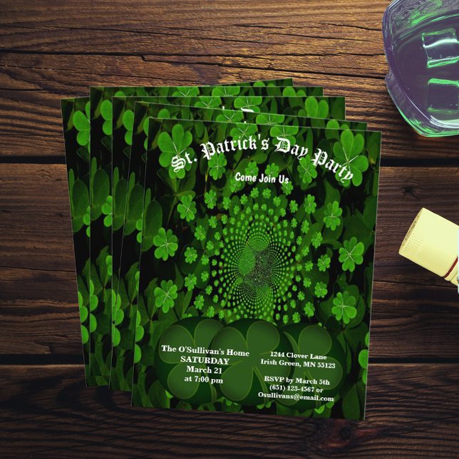 Budget St Patrick's Day Party Clover Kaleidoscope Flyer (Creator Uploaded)