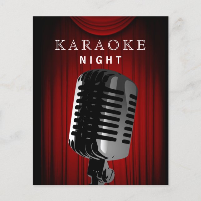 Budget Stage Karaoke Night Party Invitation (Front)