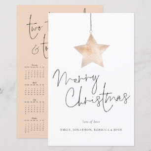 Budget Star Script Calendar Merry Christmas Card