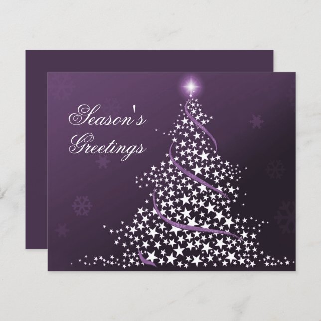Budget Starry Christmas Tree Purple Holiday Card (Front/Back)