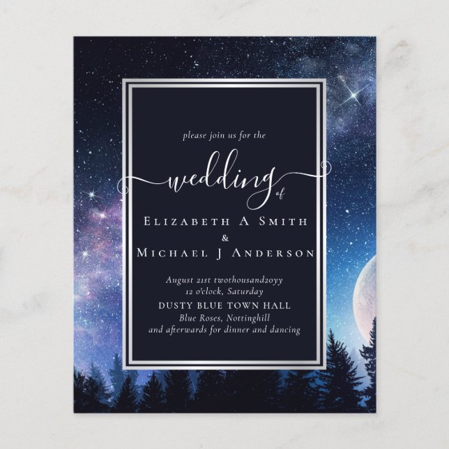 BUDGET  Starry Night Midnight Stars Wedding Budget (Front)