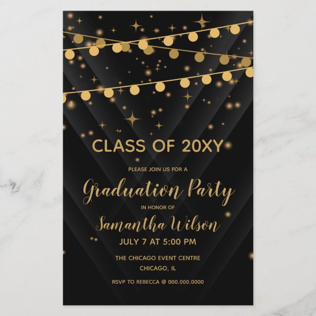 Budget String Lights Graduation Party Invitation (Front)