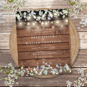 Budget String Lights Lilac Rustic Wedding Invite