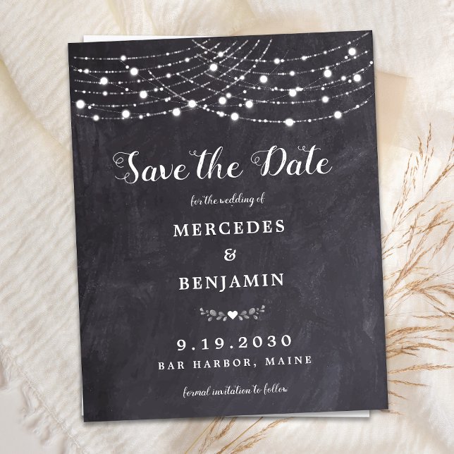 Budget String Lights Wedding Save The Date Postcar (Creator Uploaded)