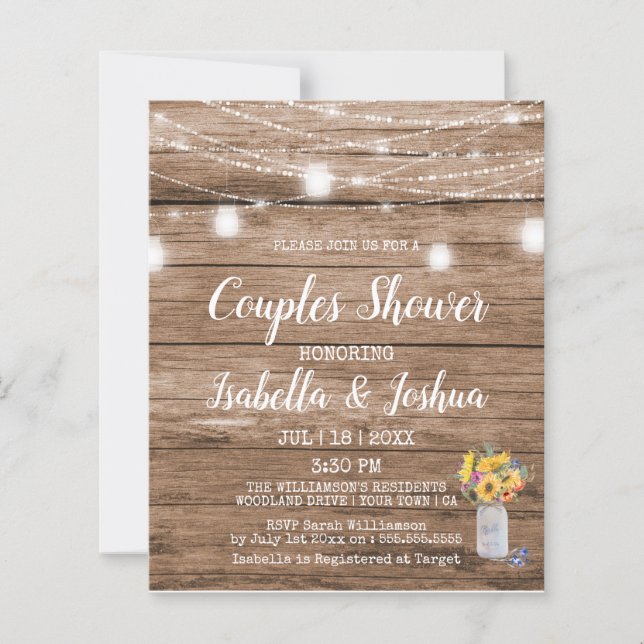 Budget String of Lights & Mason Jar Couples Shower (Front)