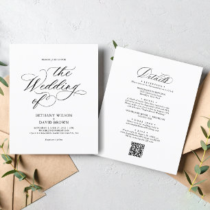 BUDGET Stylish Elegant Calligraphy QR Code Wedding