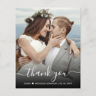 Budget Stylish Script Photo Wedding Thank You Card